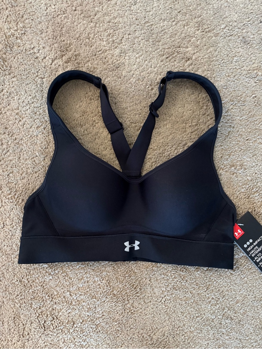 Under Armour Black Molded Cup Support Sports Bra with Crossback size 34A